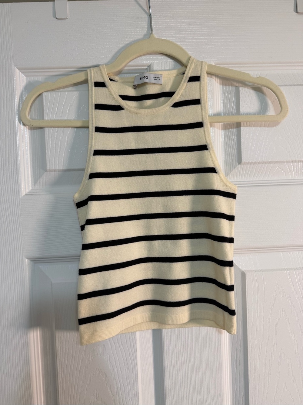 Mango Cream and Black Striped Ribbed Tank